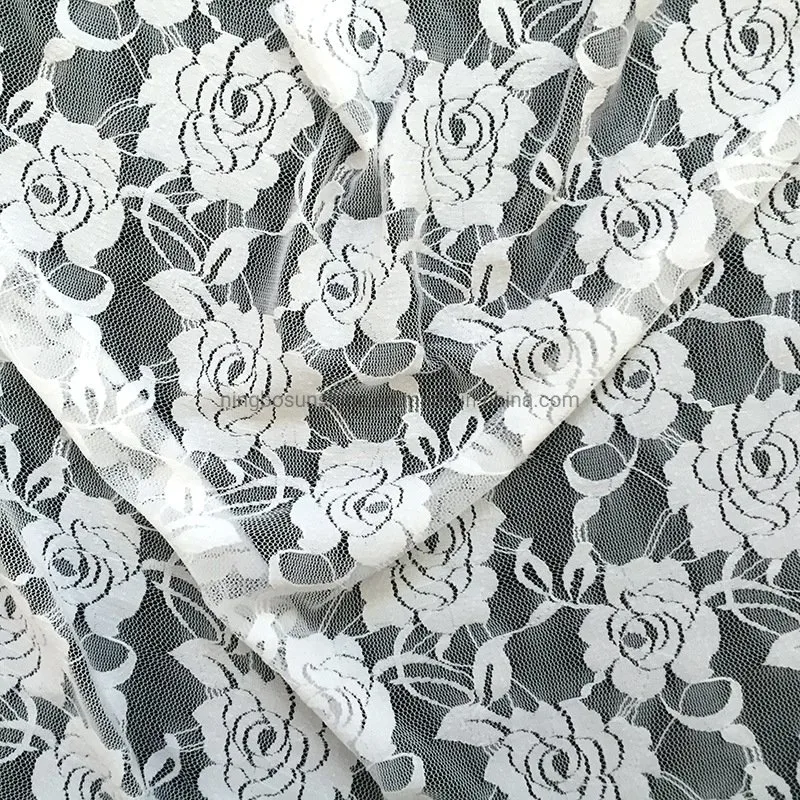 Wholesale/Supplier Nylon Spandex Material Fabric Lace White Flowers Embroidery Lace Fabric