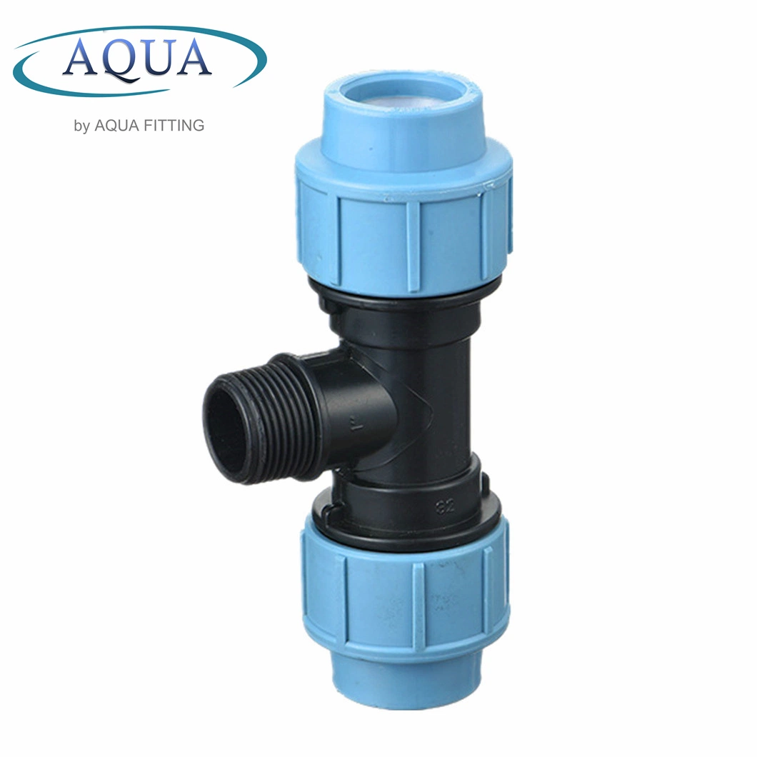 PP Compression Fitting Thread Plastic PPR Pipe Fitting Male Tee