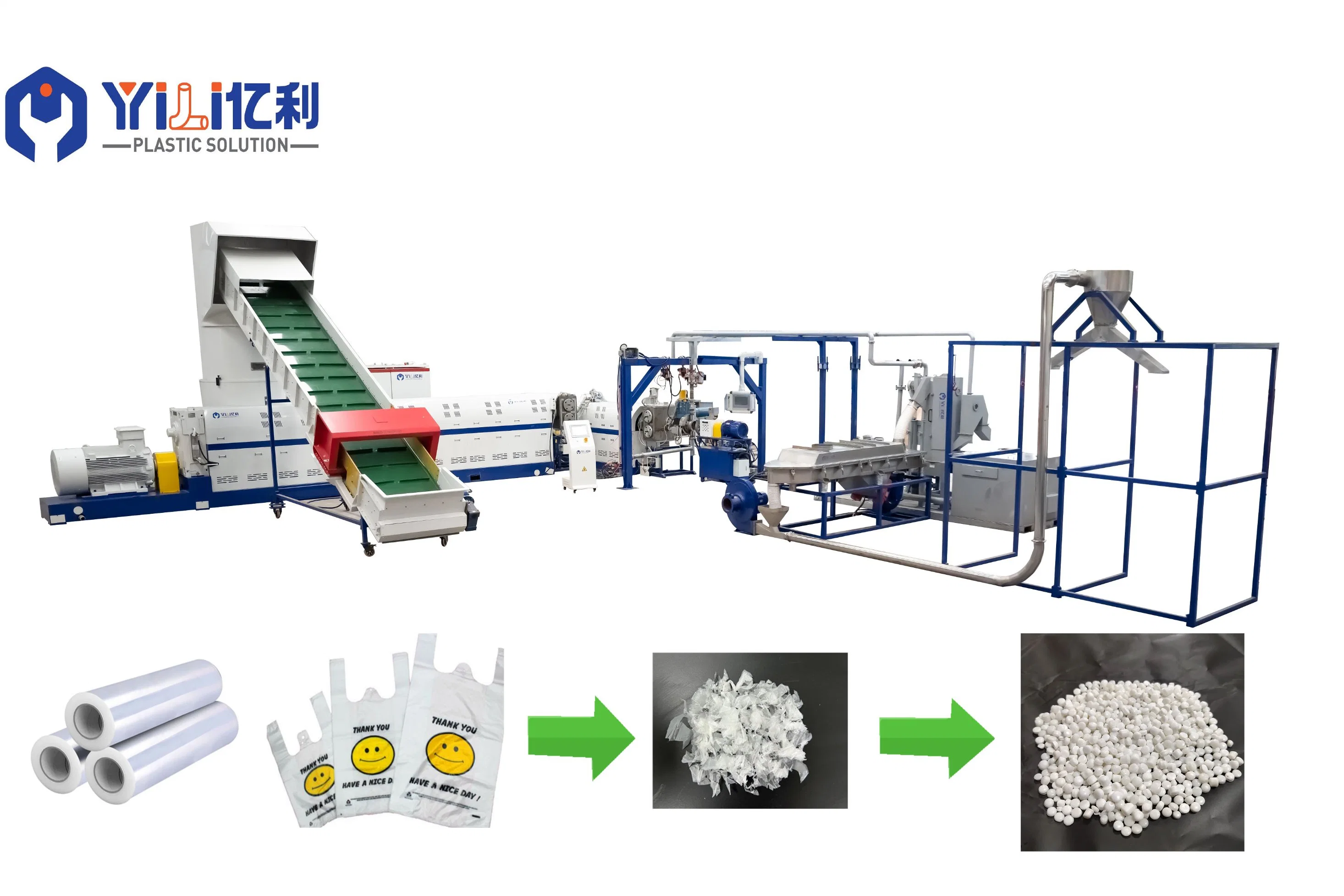 Pet PP PE Agricultural Film Woven Bag Compacting and Pelletizing Recycling Machine
