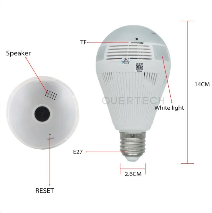 Indoor Wireless Camera Mobile Phone Remote Full Color High Definition 360 Degree Detection Monitor Smart Bulb Camera