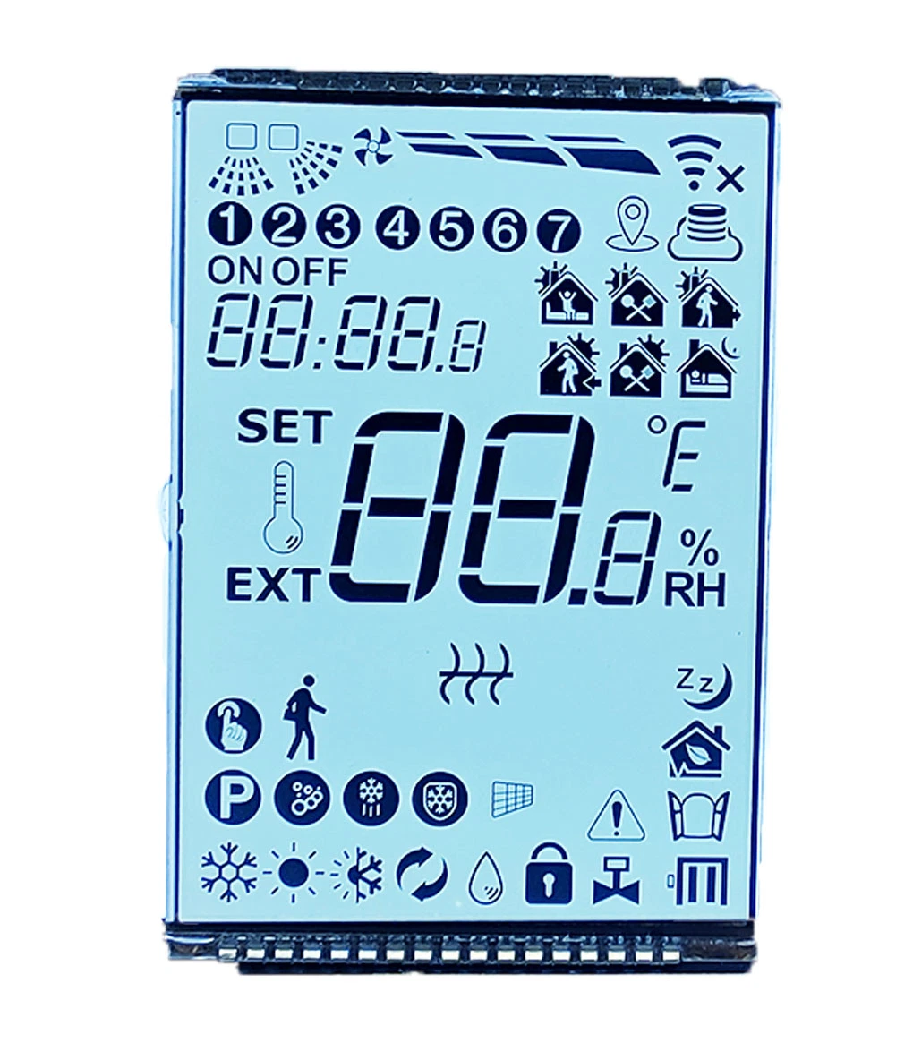 Panel de visualización LCD de segmento Tn de 35 pines para temperatura interior Y comprobador de humedad