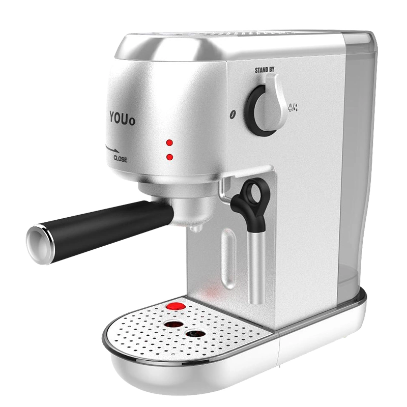 CE CB LVD EMC Approved 1400W Powerful Espresso Machine Coffee Maker with Stainless Steel Housing, Warm Plate, Temperature Control, Pre-Brew Function, LED Light