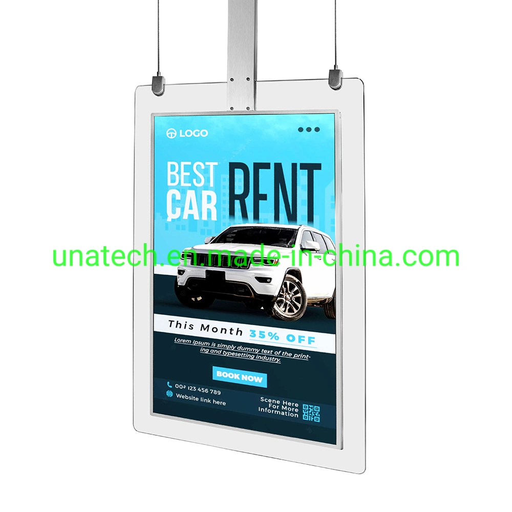 Indoor Hanging Glass Double Sided LCD Screen Digital Display for Advertising