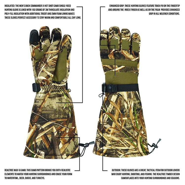 Impermeable antideslizante Anti Bite Protección de Trabajo Camuflaje Pesca Caza larga Guante