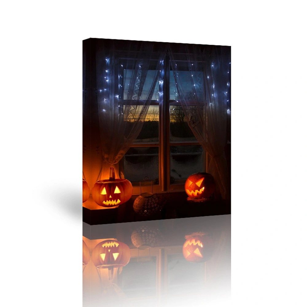 Halloween LED Canvas Art Indoor Home Still Life Canvas Art Print Poster Painting Wall Decoration for Halloween