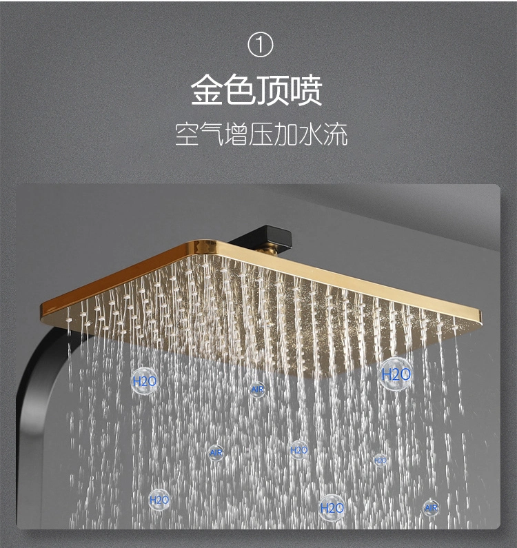 Gold Color Brass Digital Display Button Constant Temperature Shower Set Pressurized Shower Head Bathroom Multifunctional Bathroom Shower Set