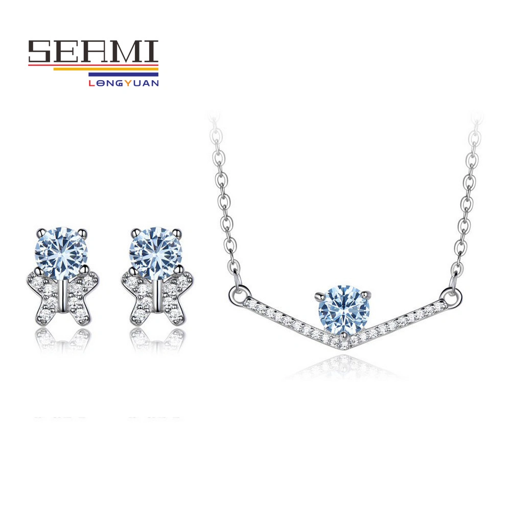 S925 Sterling Silver Topaz Stone Earrings Pendant Two-Piece Jewelry Set