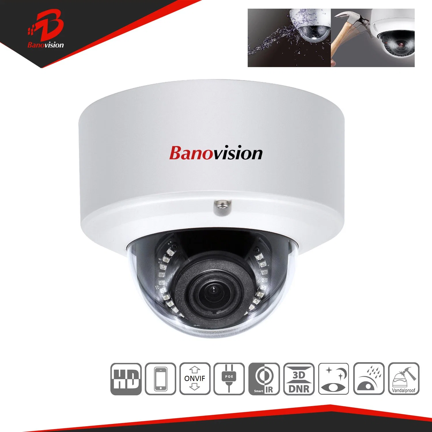 5MP de Videovigilancia IP CCTV Cámara domo de red Poe impermeable
