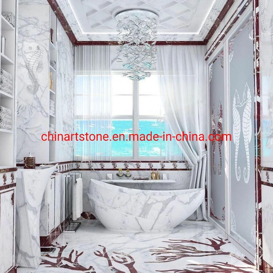 Nature Stone Белая мраморная ванна для ванной комнаты