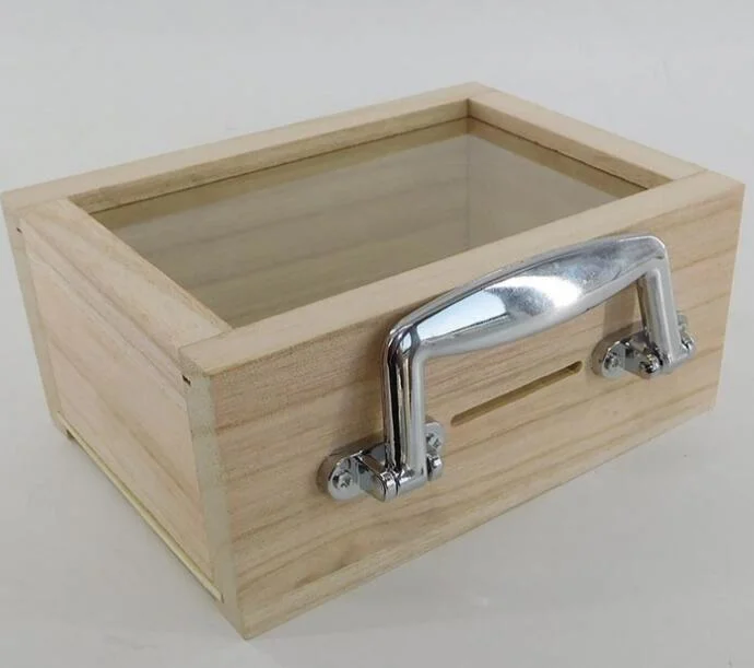 Wooden Suitcase Money Bank with Glass Window and Handle