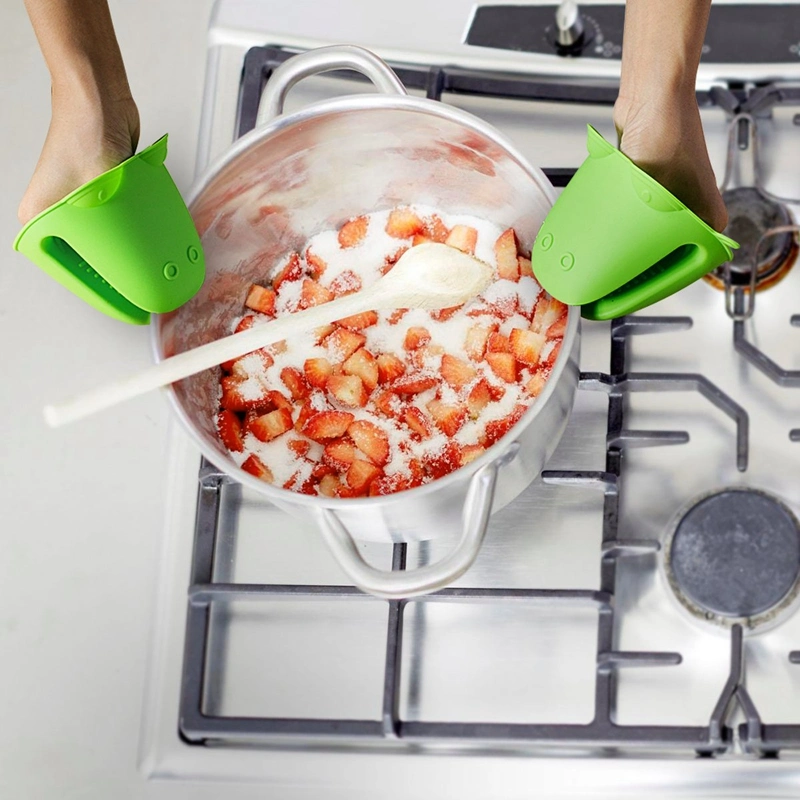 Titular de la Olla de barbacoa de SILICONA silicona de Cocina con Manoplas Set