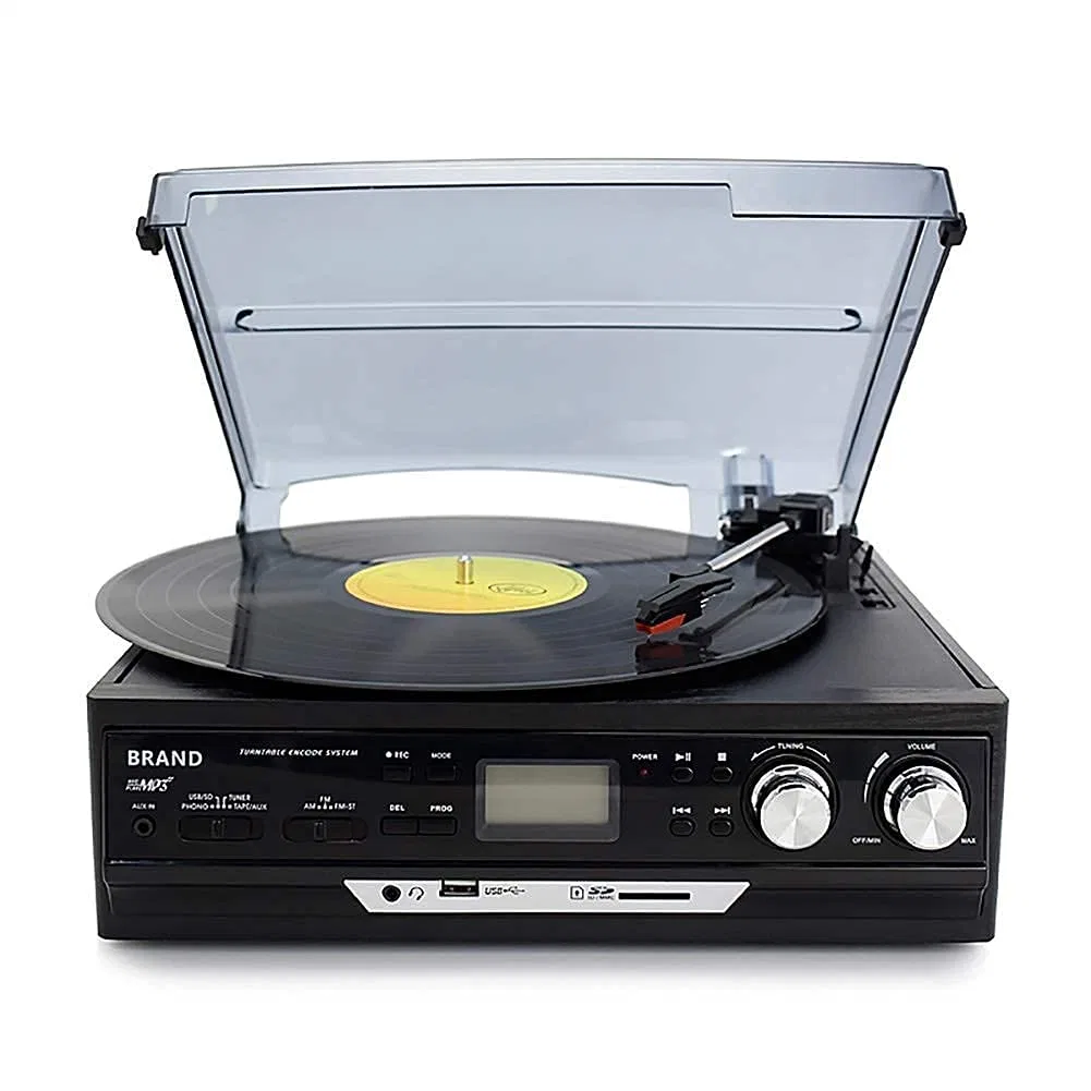 45 Rpm SD USB Vinyl Turntable Phonograph Player Stereo Cassette Tape Player