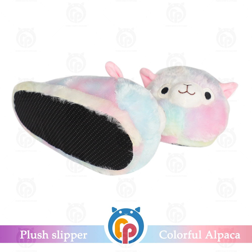 Free Samples Colorful Polyester Warm and Soft Footwear Plush Slippers for Adult