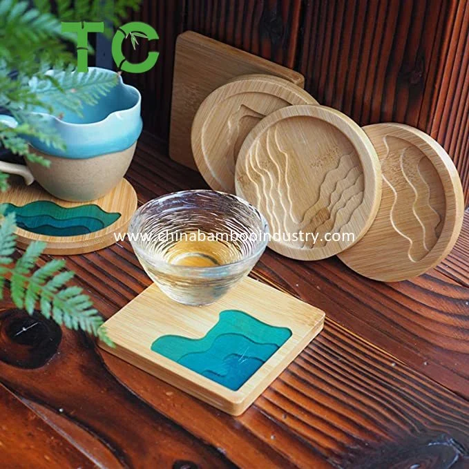 Bamboo Coasters moules personnalisés pour la résine de coulée rond Carré de la résine Kit de moules pour les caboteurs de décisions