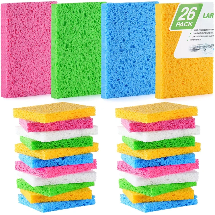 Water Absorption Swells Natural Cellulose Compressed Cartoon Floral Wipe Wood Pulp Sponge