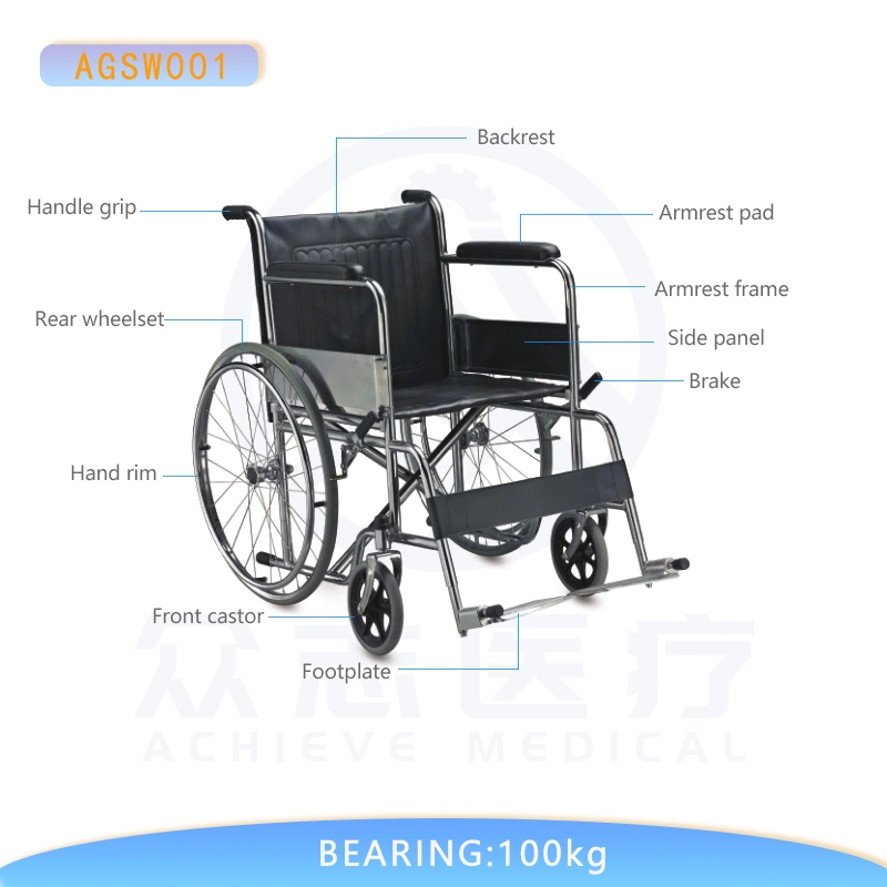 Folding Manual Wheelchair Economy Standard Medical Equipment Silla De Ruedas Wheelchair