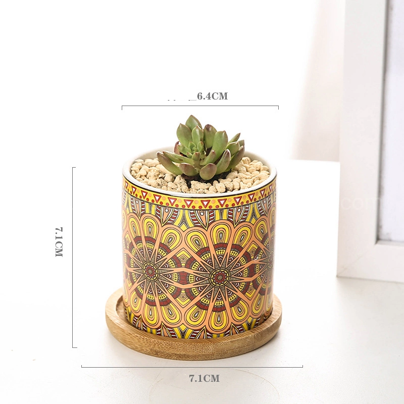 Ceramic Flower Pot Mandala Succulent Planter Garden Pots