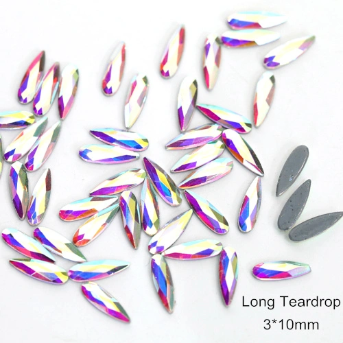 3 * 10mm Crystal ab Strass Flat Back Hotfix Teardrop Fancy Navette Strass Kristall Steine für Kleidung Kleid Handwerk