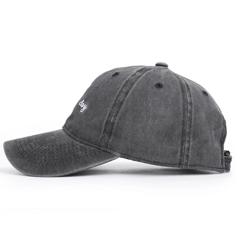 BSCI Audit Men's Plain 100% Cotton 6 Panel Washed Denim Baseball Caps and Hats