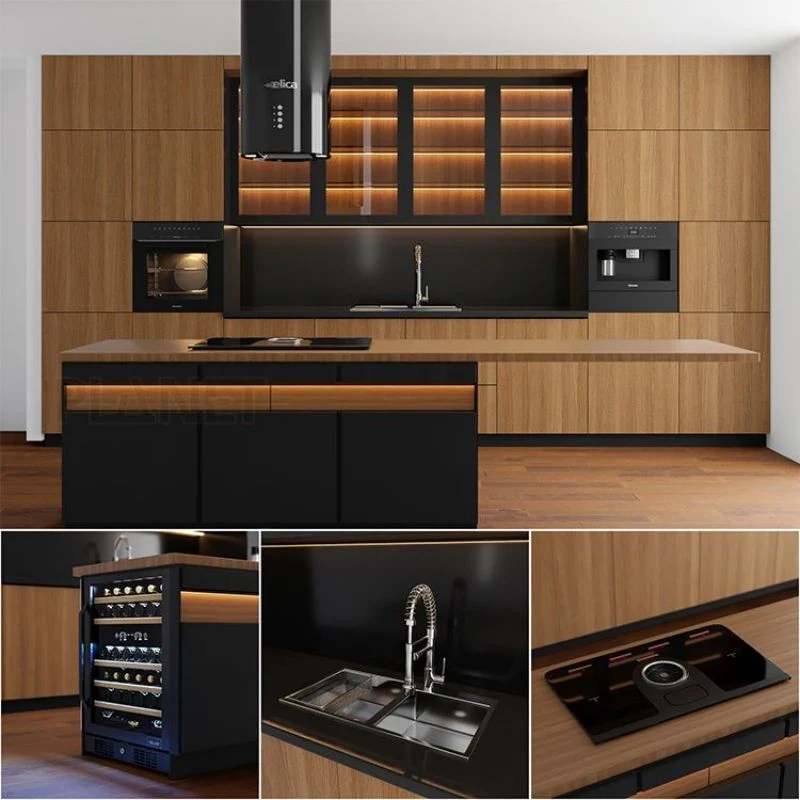 Shaker Style Designs Brown Furniture Cupboard Kitchen Customized Modular Modern MDF Kitchen Furniture