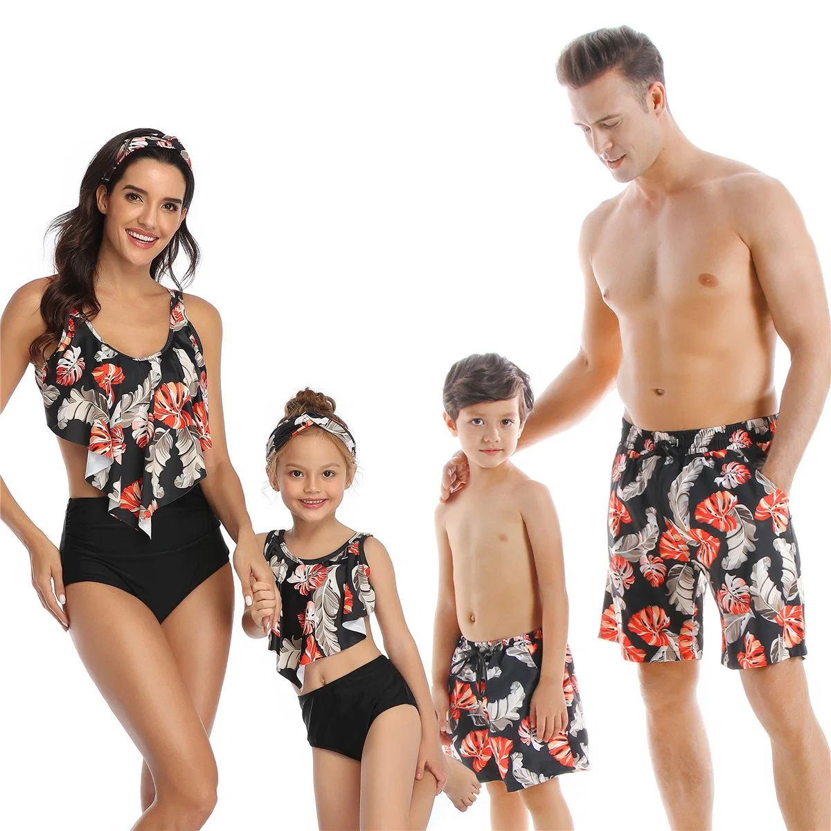 Nouveau Parent-Child maillot de bain, Four-Piece Summer Beach Bikini de natation de la famille d'usure