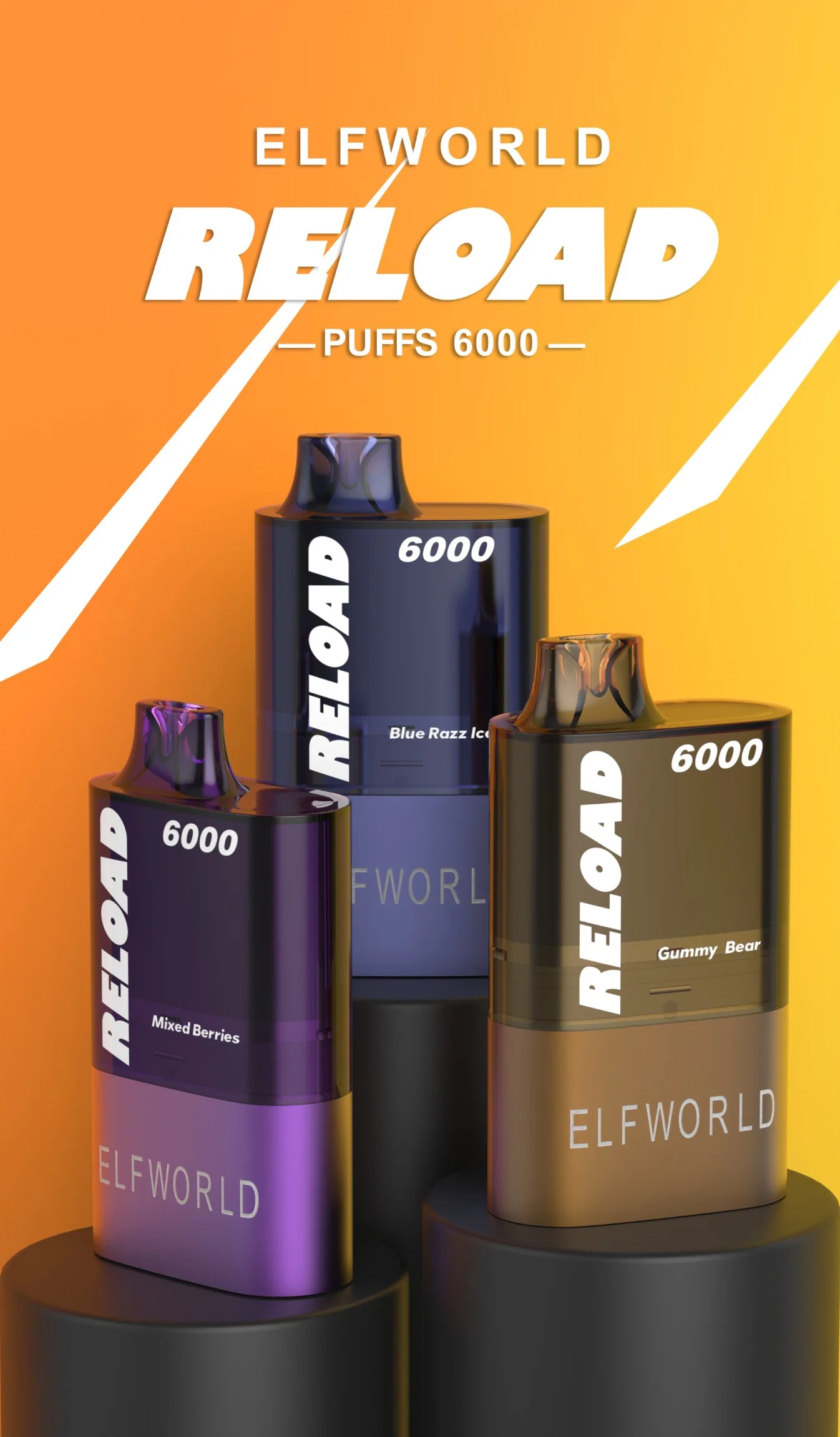 Replaceable Pods Elfworld Reload 6000puffs650mAh Disposable/Chargeable Vape