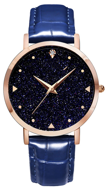 Flowing Rhinestone Fashion Woman Female PU Leather Ladies Watch