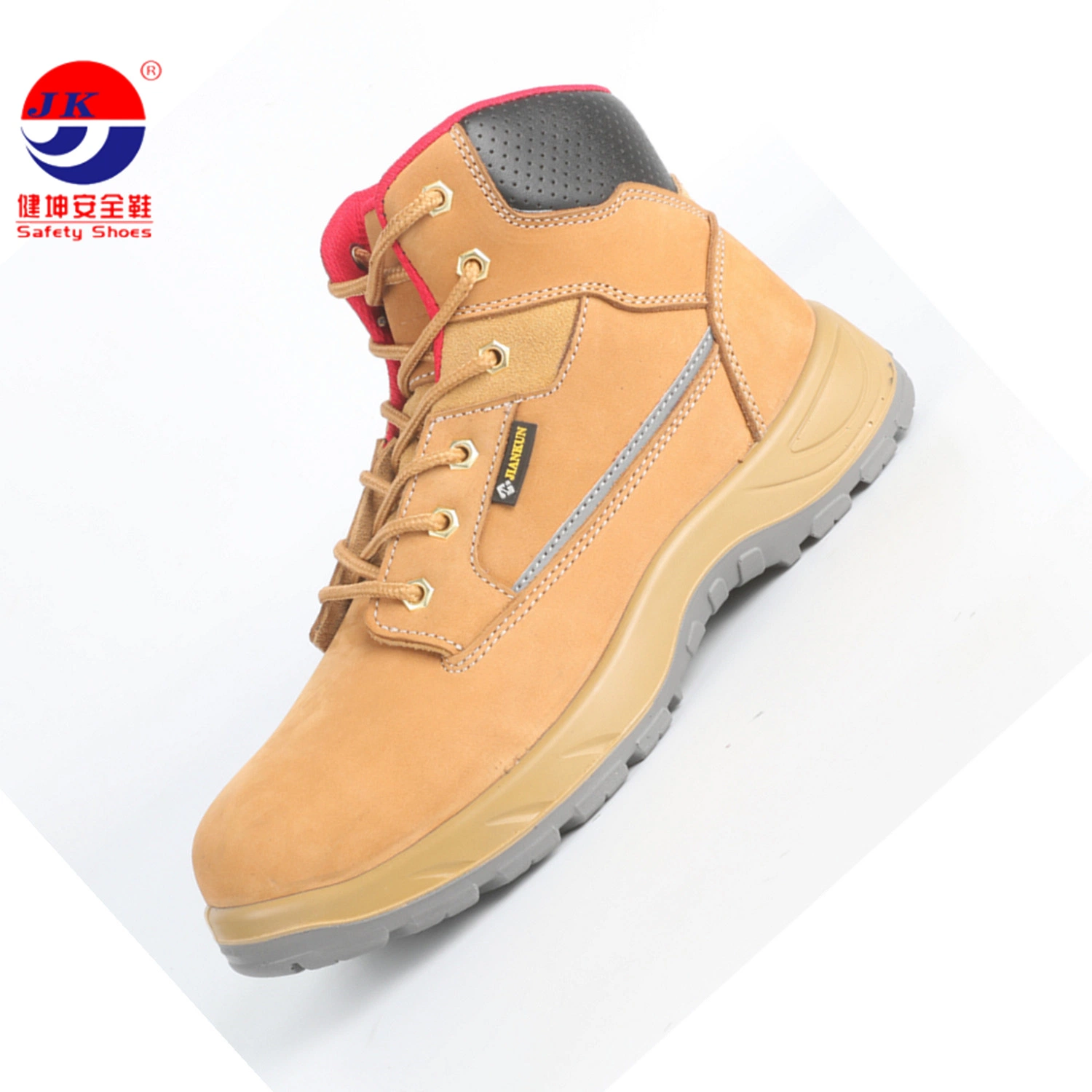 Unisex High-Ankle Nubuck Leather Safety Shoe with PU Injection Sole, Working Men Safety Boot