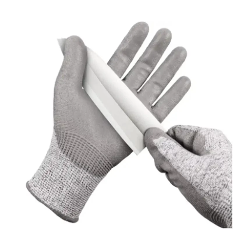 Hppe Level 5 Protection with PU Coated Industrial Cut Resistant Mechanical Gloves