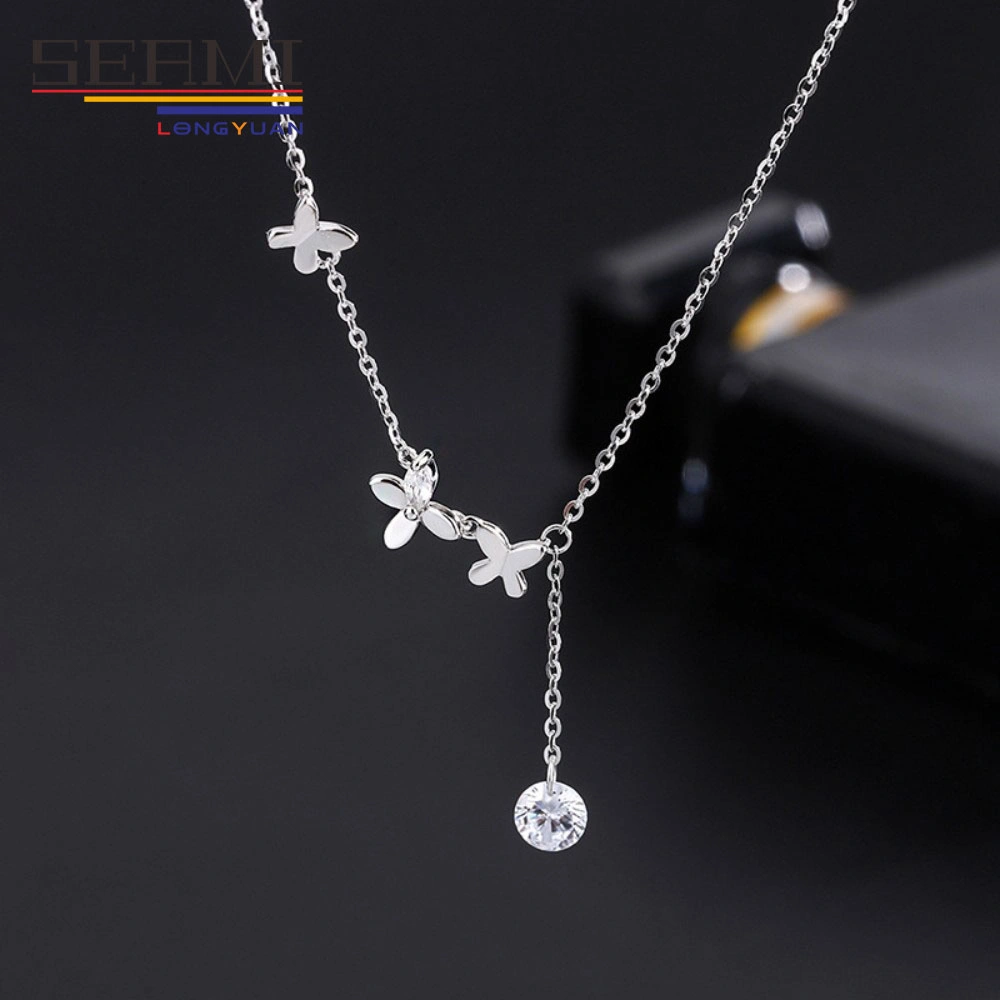 Hot Sale Fashion S999 Silver Necklace Butterfly Tassel Pendant Jewelry