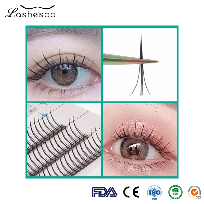 Mengfan China Doll Beauty Eyelashes Manufacturer 3D 5D Fluffy Silk Lashes Strip Eyelashes Mink Effect False Eyelash Extension a Shapes Fairy Cluster Lashes