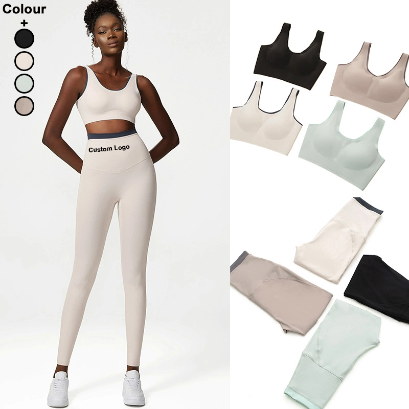 Yoga Set Cross U-Neck High Waist Scrunch Push up Squat Proof Yoga Pant Sports Bra Fitness Gym Active Suits Sports Wear