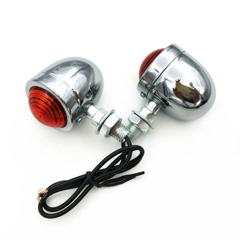 Motorbike Blinker Headlight 12V Indicator Lamp Bullet Chrome Black New