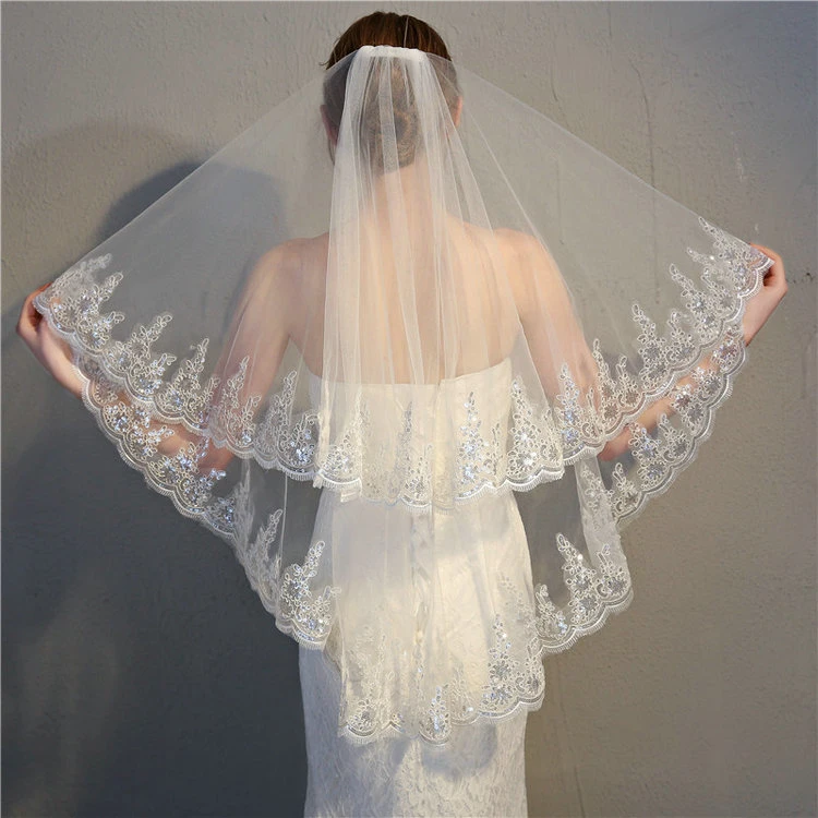 Combinaison double Exquisite Sequined dentelle Robe de mariage Accessoires de robe de mariage