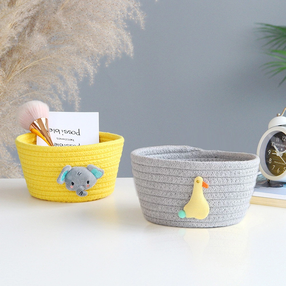 Cartoon Animals Hand Woven Storage Basket Kids Toys Sundries Storage Box