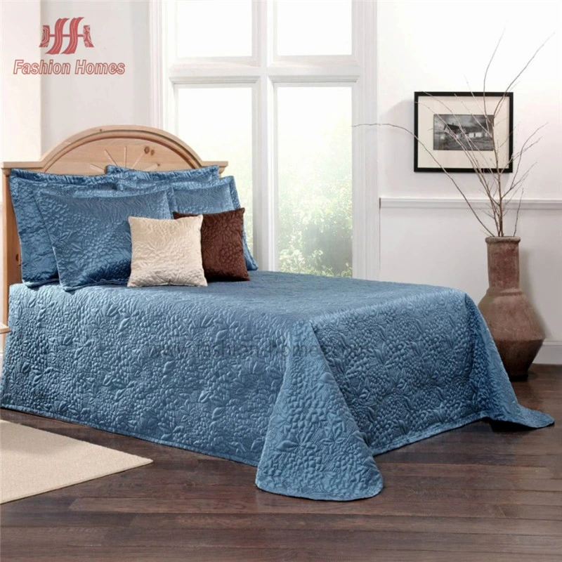 100 % broderie Satin de soie Poly fleur Coverlet ensemble de la courtepointe