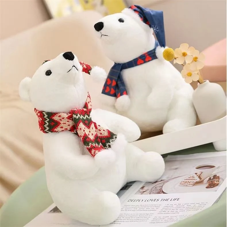 Christmas Polar Bear Plush Toy Cute Super Cute Big White Bear Doll Holding Sleeping High-Value Gift