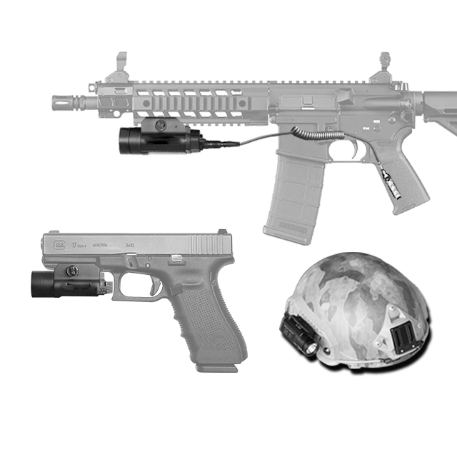 Perfect Tactical Multipurpose Helmet and Pistol Rifle Mountable Compact Strobe 450-800 Lumens LED Flashlight