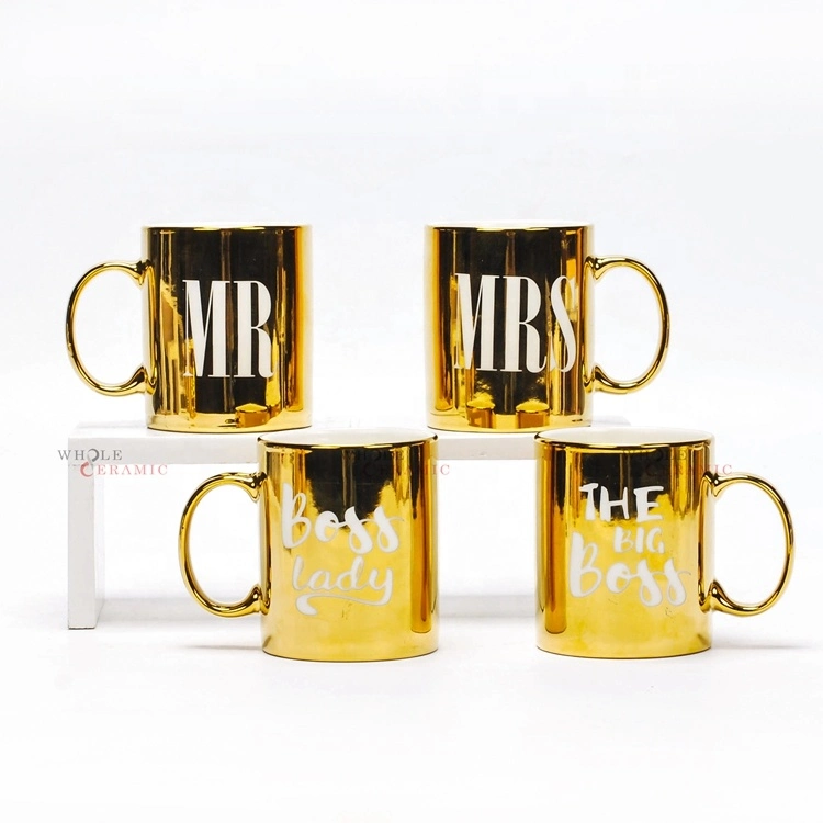 Plein de bonne qualité de l'or de la galvanoplastie mug personnalisé en céramique Hot Sale luxe cadeau de promotion de la dorure tasse à café en céramique
