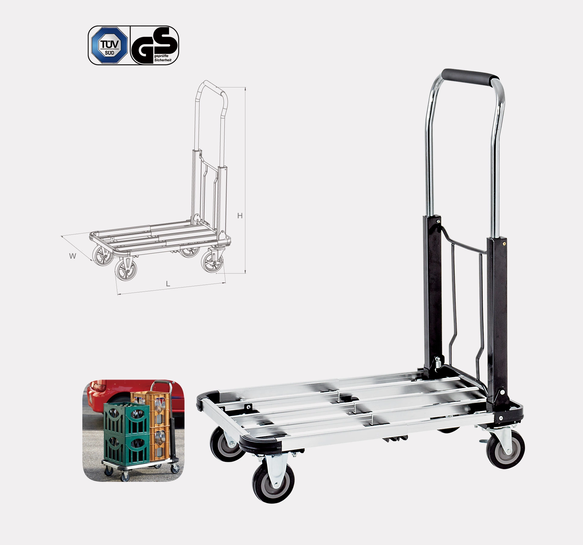 Outdoor Easy Folding Handling Trolley Portable Extensible Small Push Shopping Cart