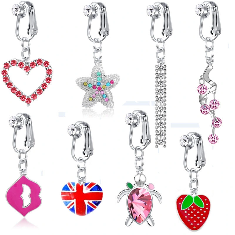 Tortoise Strawberry Stars Fake Belly Button Rings Dangling