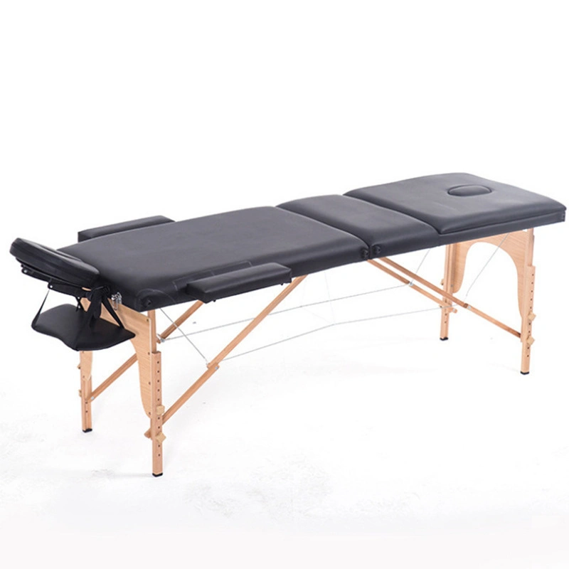 Lit de massage pliant en bois portable pour tatouage et beauté SPA