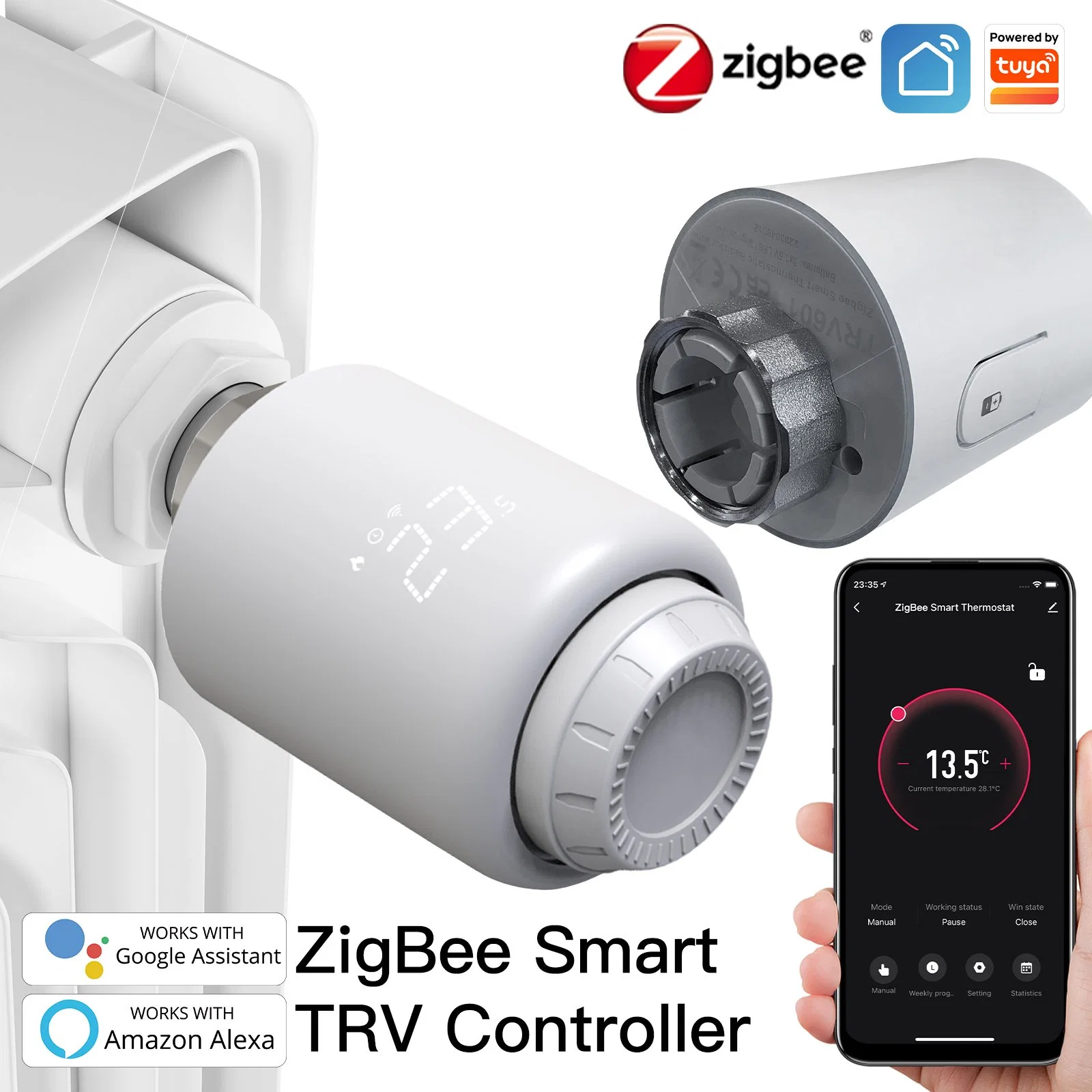 Radiador termostático ZigBee cabezal de válvula Calefacción programable Smart radiador WiFi Termostato TRV