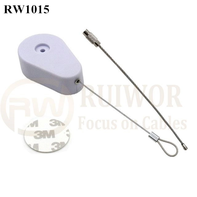 RW1015 Drop-Shaped Retractable Security Tether Plus Size Customizable Wire Rope Ring Catch