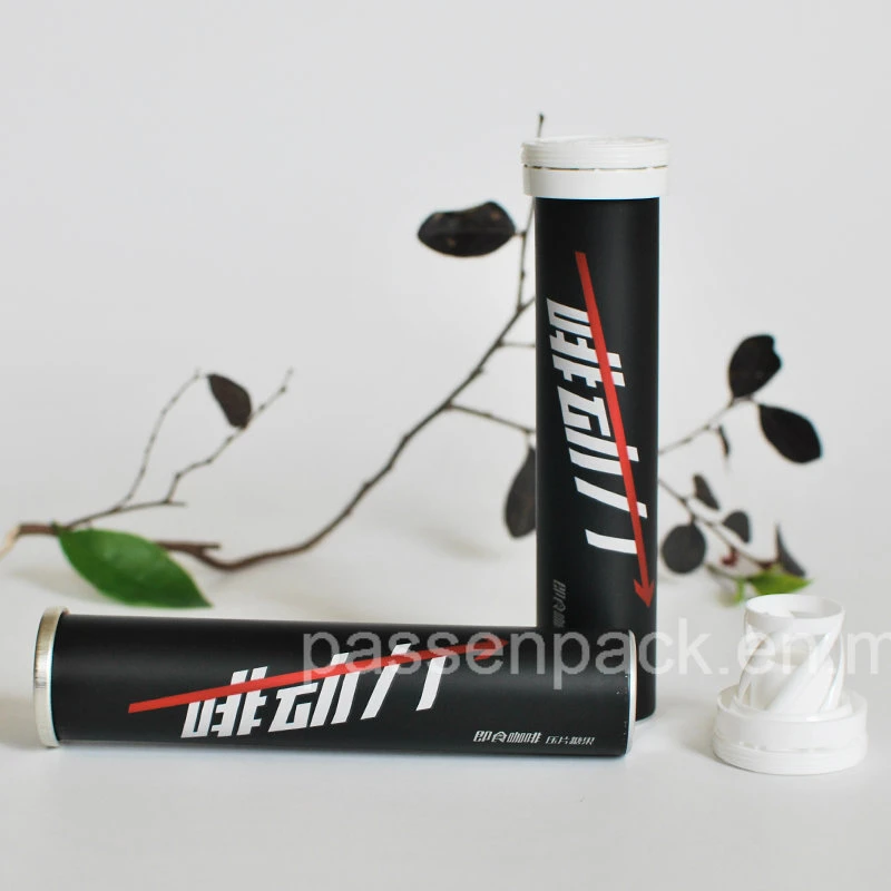 Matte Black Aluminum Effervescent Tube for Instant Coffee Packing