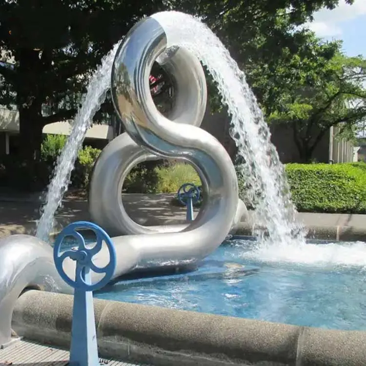 Custom OEM ODM Metal Large Garden 8 Shape Art Stainless Steel Statue Water Fountain