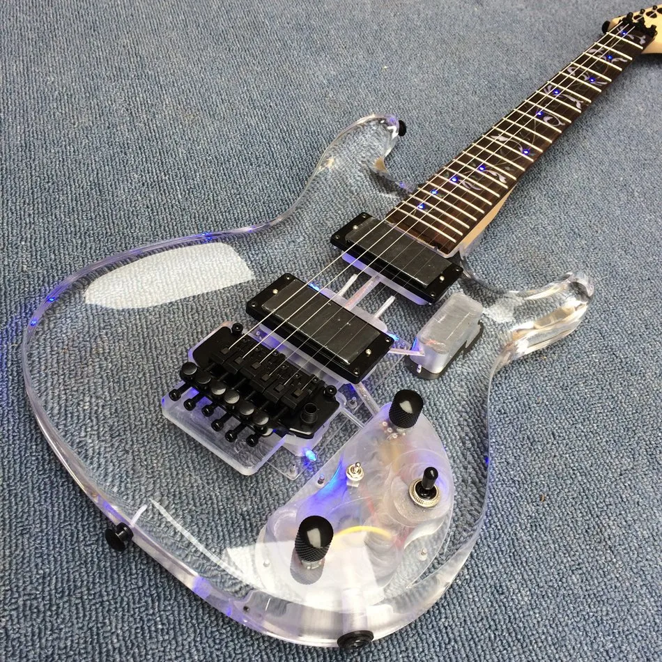 Acrílico OEM personalizada Guitarra eléctrica luces LED Muñeca aceptar cambios de forma