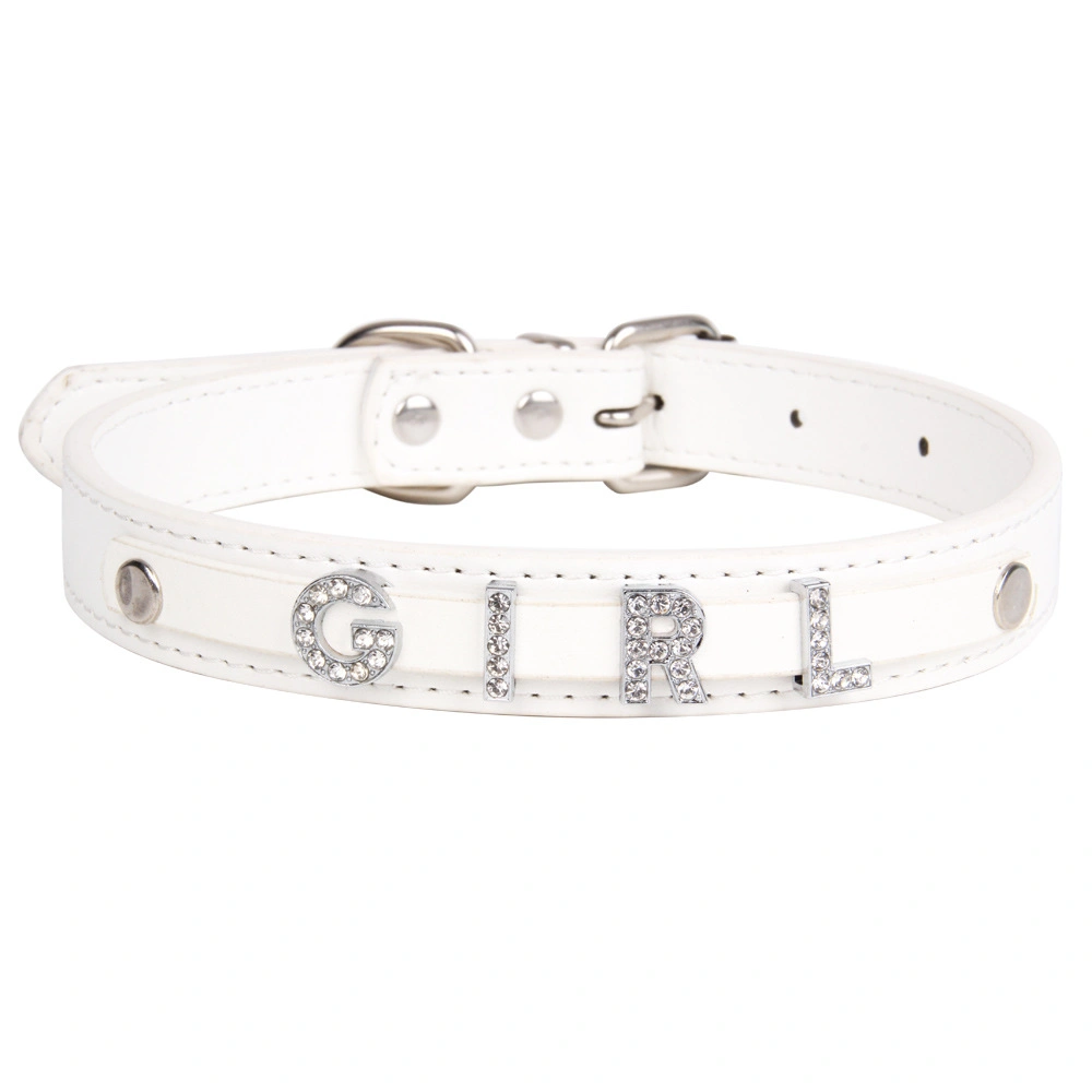 Perro plomo cuerda Diamante Alfabeto cuello Collar Collar de mascotas DIY Nombre Accesorios PU cuero cuello de perro