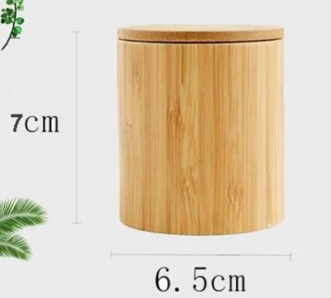 Natural Bamboo Round Spice Salt Storage Box