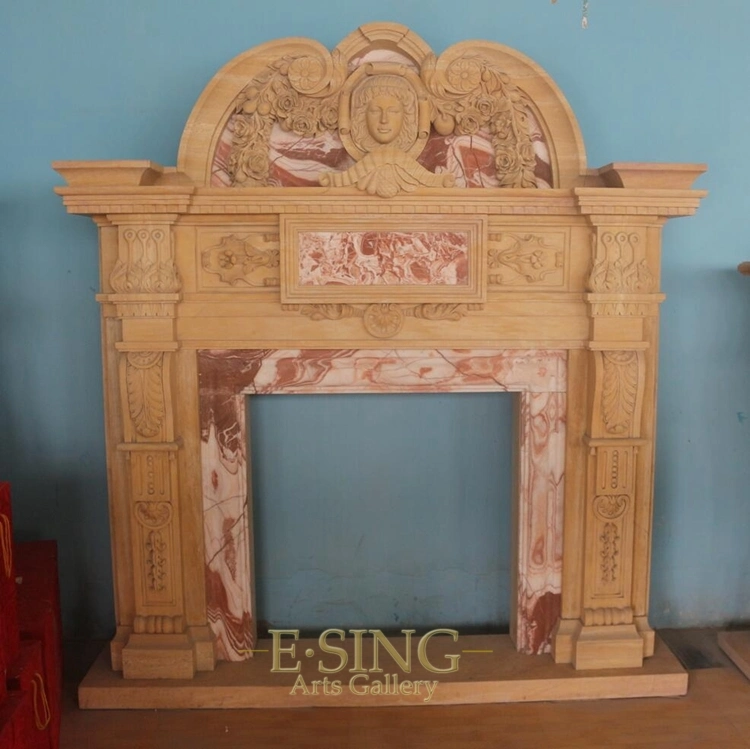 High-Quality Hand Carved Decorative Indoor Natural Stone Marble Fireplace